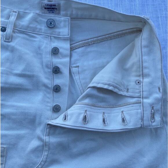 New Citizens of Humanity Premium Vintage White Cutoff Patched Mini Jean Skirt 27 - Picture 8 of 10